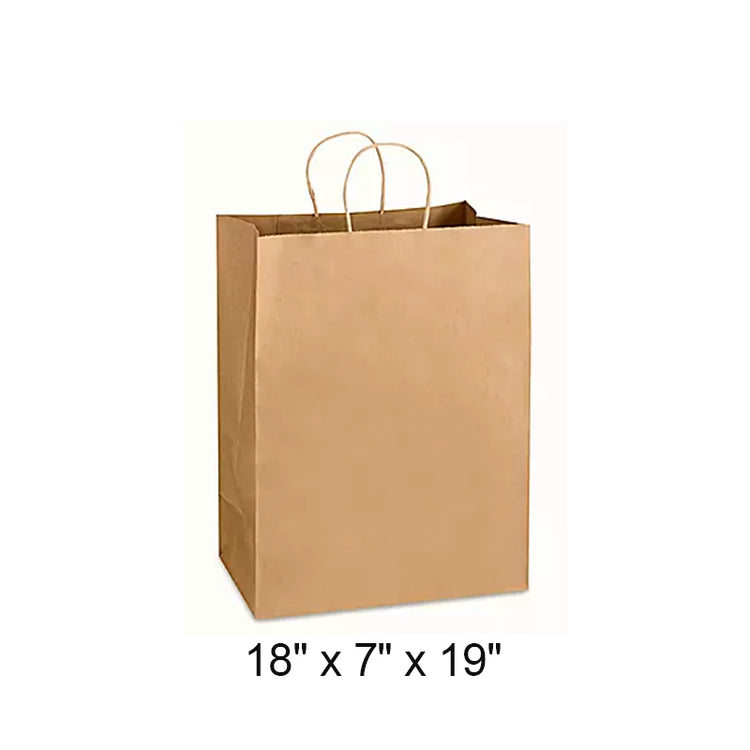 Paper Bag, Kraft, 18" x 7" x 19" Twisted Handle