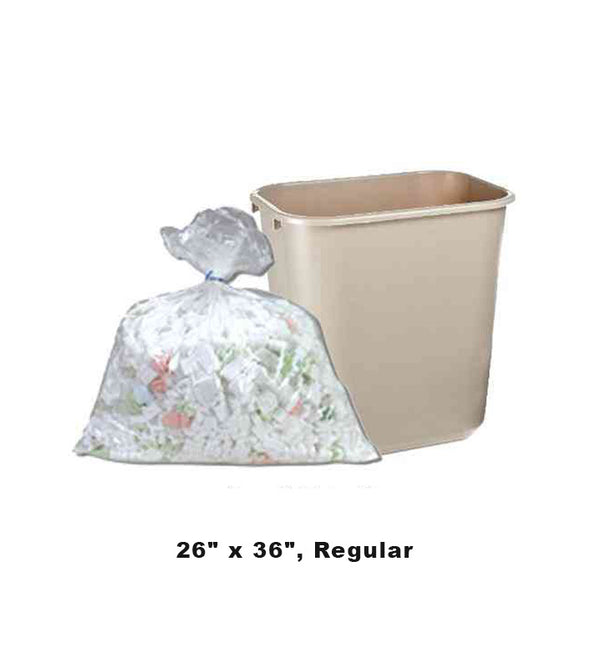 26 x 36 Clear Garbage Bags, Regular