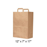 Paper Bag, Kraft, 12" x 7" x 17" Flat Handle