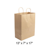 Paper Bag, Kraft, 13" x 7" x 17" Twisted Handle