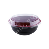 HQ-700 Black/Red Donburi Bowl w/Lid, 200 Sets